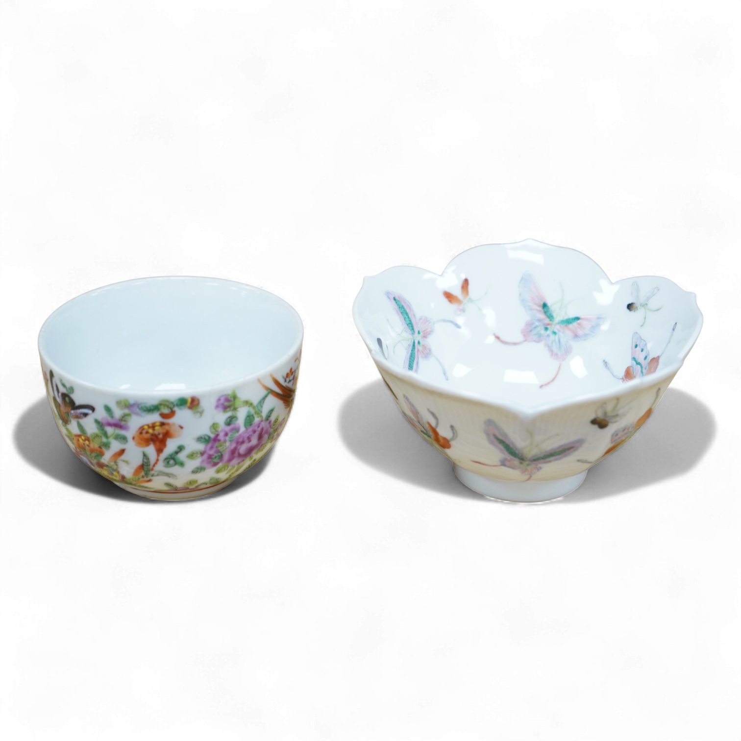 Two 19th century Chinese ‘butterfly’ bowls, largest 6cm high